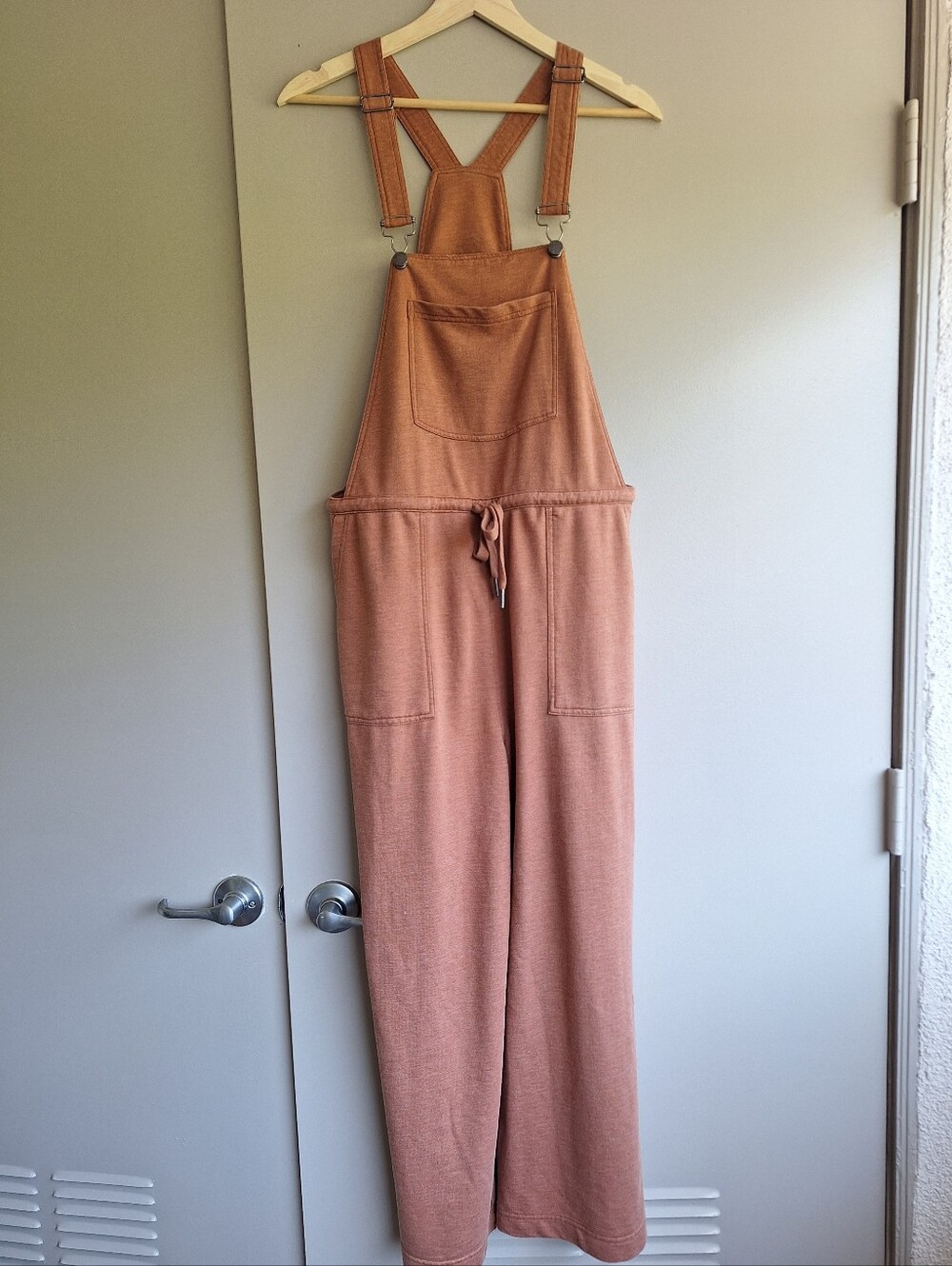 Z Supply Terracotta Knit Wide Leg Overalls Jumpsuit French Terry New with Tags L